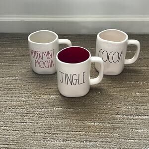 Rae Dunn Peppermint Mocha, Jingle, and Cocoa Set of 3 mugs
